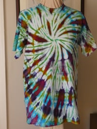 Image 1 of Bright Spiral with White - ice dyed t-shirt - Unisex S/M (runs large, see description) Free Shipping