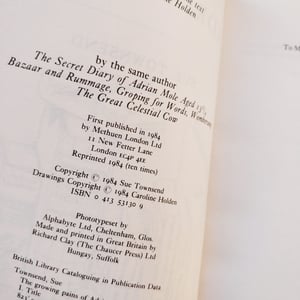 Sue Townsend - The Growing Pains of Adrian Mole - FIRST EDITION