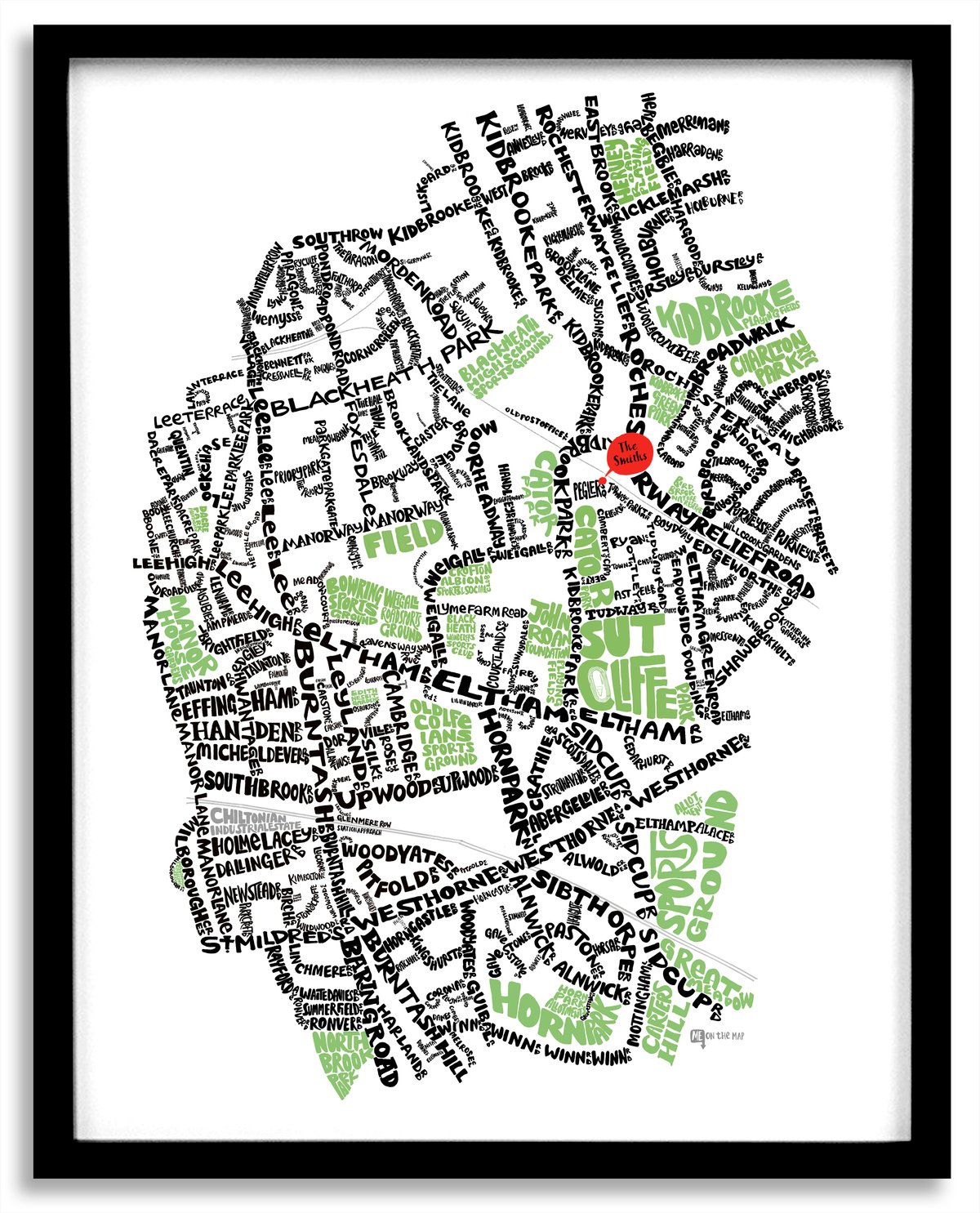 Image of Kidbrooke, Lee Green & Lee Typographic  Map