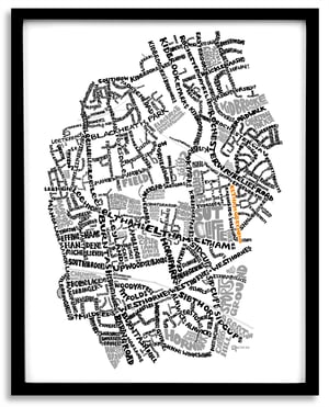 Image of Kidbrooke, Lee Green & Lee Typographic  Map