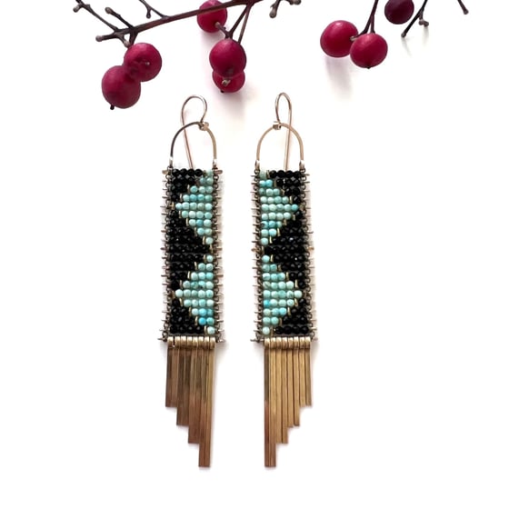 Image of Pyramis Turquoise and Spinel Earrings