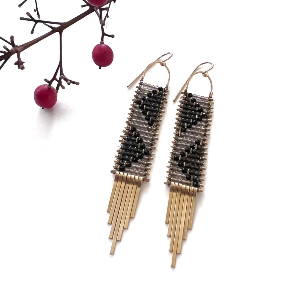 Image of Pyramis Smokey Quartz and Spinel Earrings