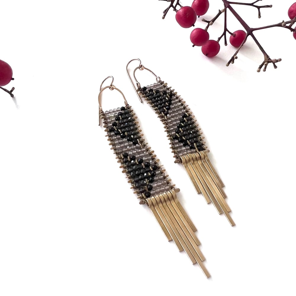 Image of Pyramis Smokey Quartz and Spinel Earrings