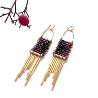Image 2 of Magenta Garnet and Spinel Pyramis Earrings