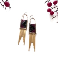 Image 3 of Magenta Garnet and Spinel Pyramis Earrings