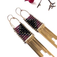 Image 4 of Magenta Garnet and Spinel Pyramis Earrings