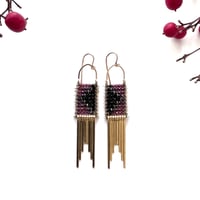 Image 5 of Magenta Garnet and Spinel Pyramis Earrings