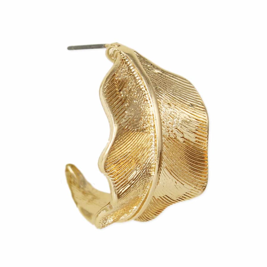 Image of Modern Nature Gold Leaf Hoop Earrings
