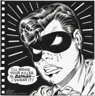 Image of THE BLACK and WHITE BOY WONDER! INFANTINO & ANDERSON TRIBUTE 8x8 SKETCHBOOK ORIGINAL ART!