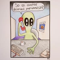 Image 1 of "Alien Call Center" original artwork.