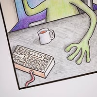 Image 2 of "Alien Call Center" original artwork.
