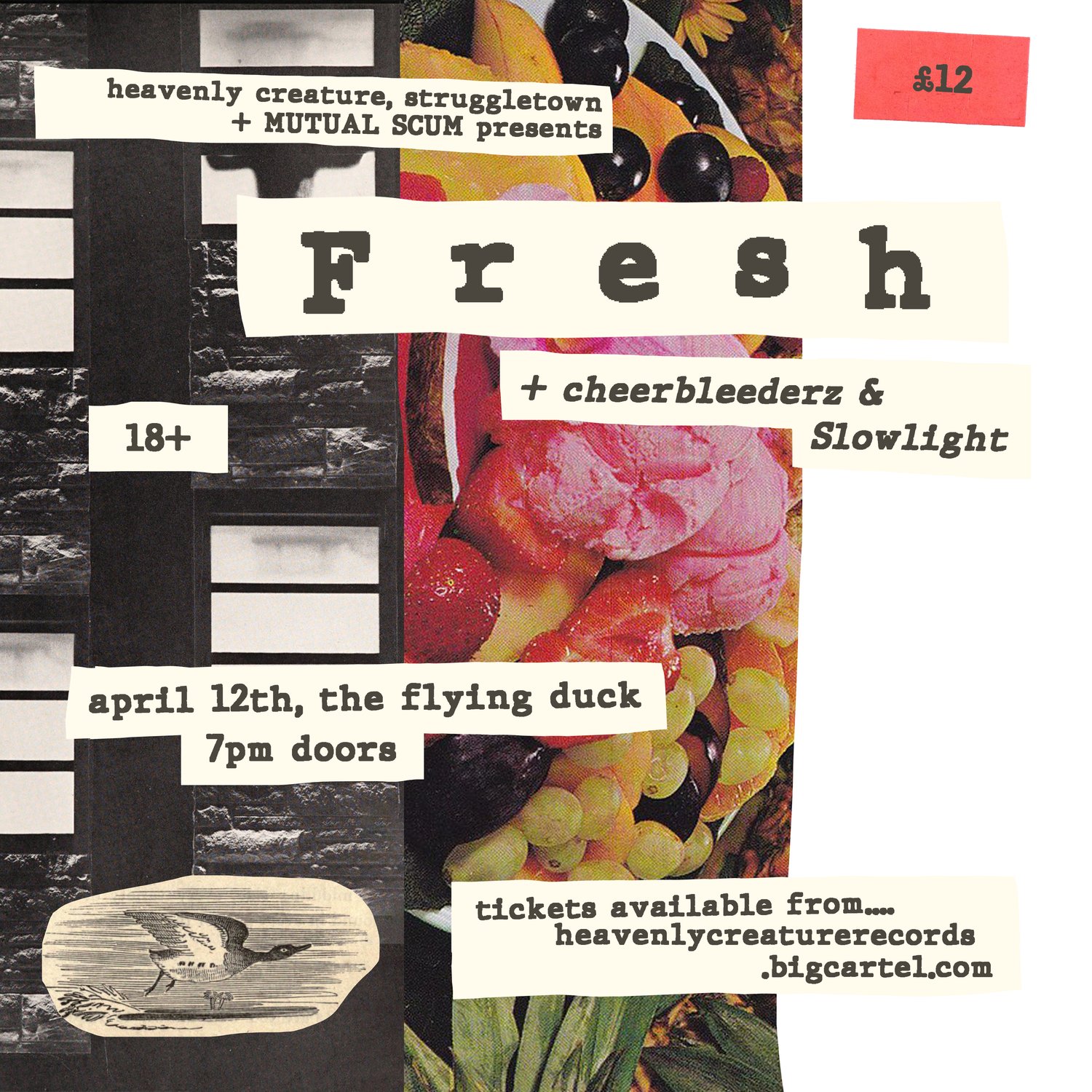 FRESH (+ CHEERBLEEDERZ + SLOWLIGHT) TICKET - GLASGOW APRIL 12TH. TICKETS ON DOOR ONLY!!!