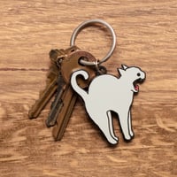 Image 3 of Anxiety Cat - Stretching Cat Keychain