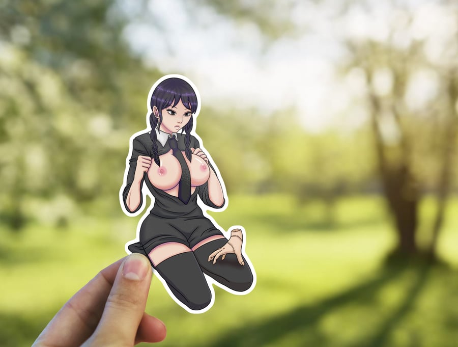 Image of Sexy Goth Girl Sticker, Wednesday Addams, Sexy Merlina Decal, Kinky Death