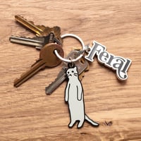 Image 1 of Anxiety Cat - Standing Cat Keychain