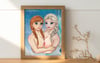 SEXY TWIN PRINCESS ART PRINT 8X10, EROTIC ART, FROZEN SISTERS