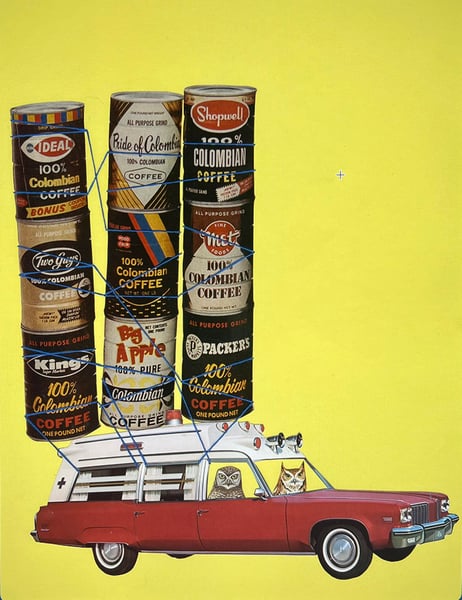 Image of Coffee Emergency. Limited edition collage print.