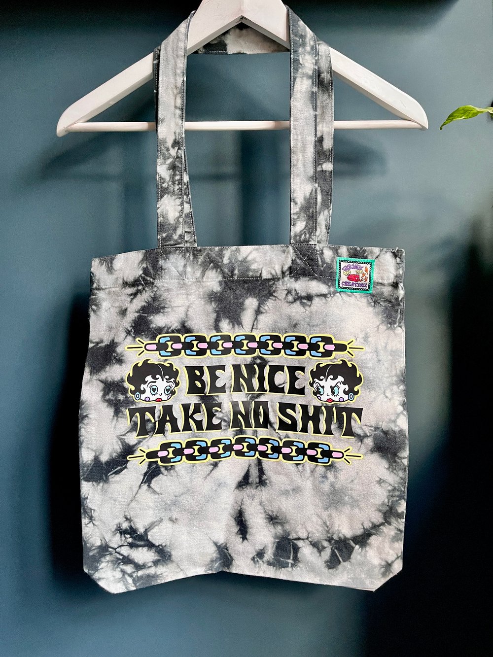 Image of Be Nice Betty Boop Tie Dye Organic Tote Bag