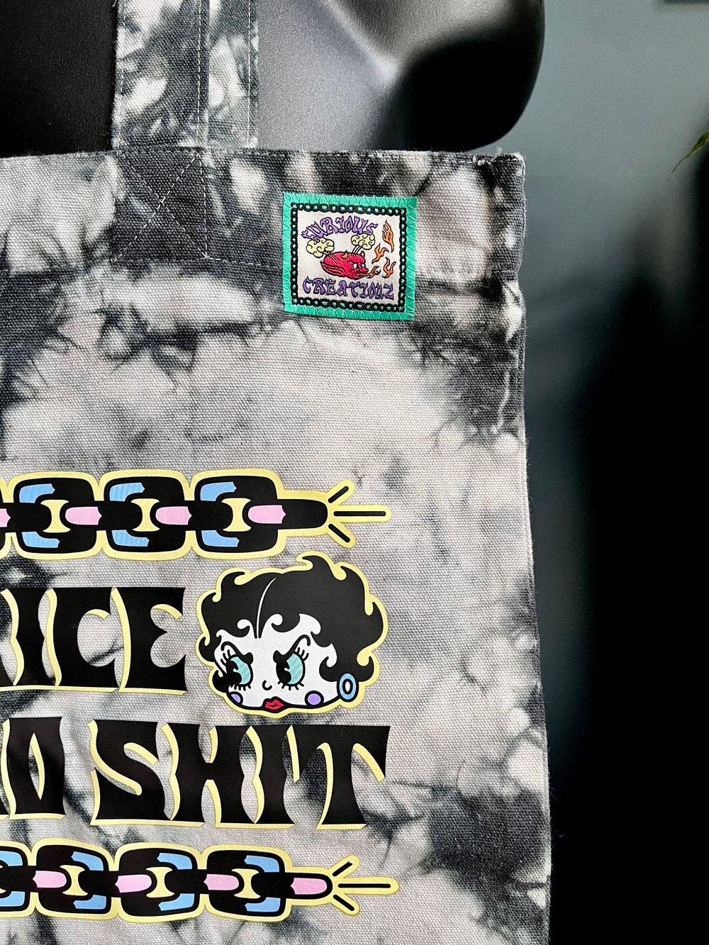 Image of Be Nice Betty Boop Tie Dye Organic Tote Bag