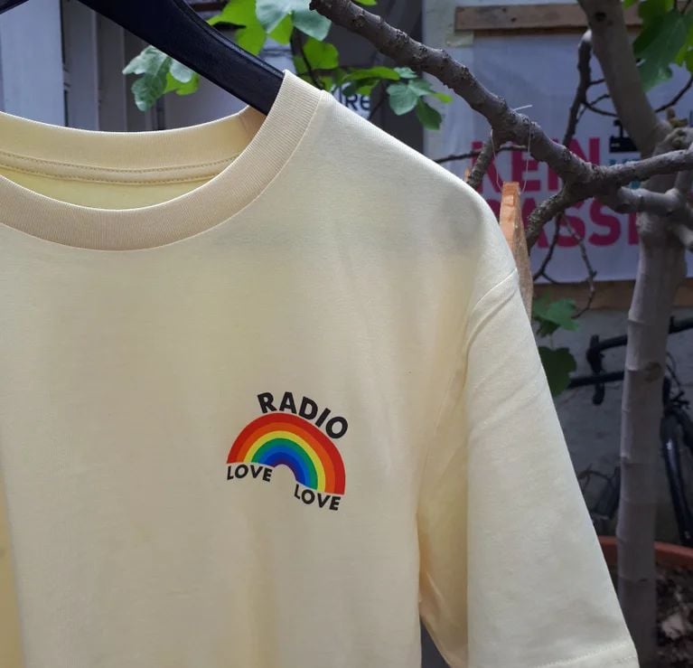 Image of Radio Love Love Rainbow T-Shirt - Natural Raw