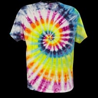 Image 2 of RAINBOW SPIRAL TIE DYE TEE UPCYCLED SIZE LARGE (REPAIRED HOLES)