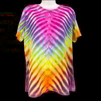 Image 1 of PINK RAINBOW DRIPPY V TIE DYE TEE WOMEN'S SIZE LARGE