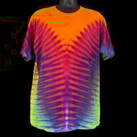 Image 1 of ORANGE RAINBOW DRIPPY V TIE DYE TEE SIZE XL