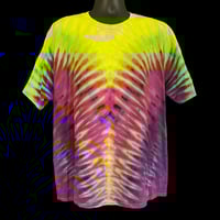 Image 1 of ELECTRIC GREEN DRIPPY V TIE DYE TEE SIZE 2XL
