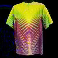 Image 2 of ELECTRIC GREEN DRIPPY V TIE DYE TEE SIZE 2XL