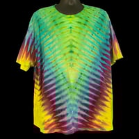 Image 1 of GREEN RAINBOW DRIPPY V TIE DYE TEE SIZE 3XL