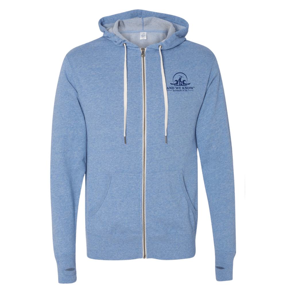 Sky Blue Zip Up Hoodie Right To Print