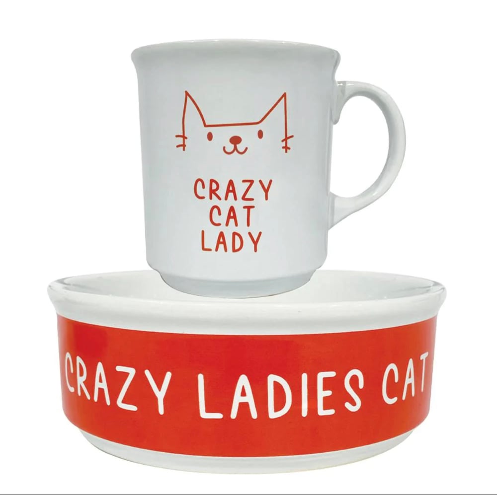 Ambrosia Cat Lover Cup and Bowl Set