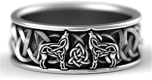 Men's Norse Viking, Wolf Signet Amulet Rings