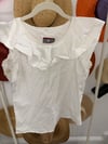 white ruffle top no sleeve