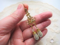 Image 2 of Baroque Pearl Teardrop & Crystal Earrings, Pierced or Clip On 
