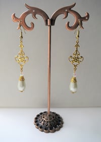 Image 7 of Baroque Pearl Teardrop & Crystal Earrings, Pierced or Clip On 