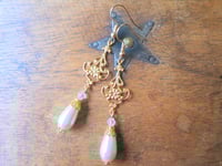 Image 5 of Baroque Pearl Teardrop & Crystal Earrings, Pierced or Clip On 