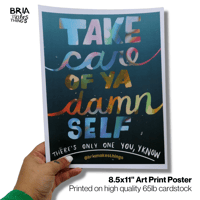 Image 1 of Take Care of Ya Damn Self (watercolor text or pink)| Print