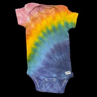 Image 1 of RAINBOW ARC TIE DYE ONESIE SIZE 0-3 MONTHS