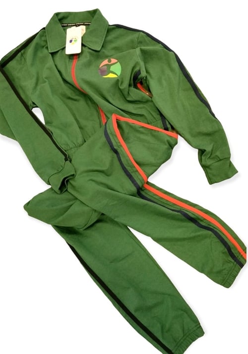 Image of GREEN STRIPED RETRO JUMPSUIT 