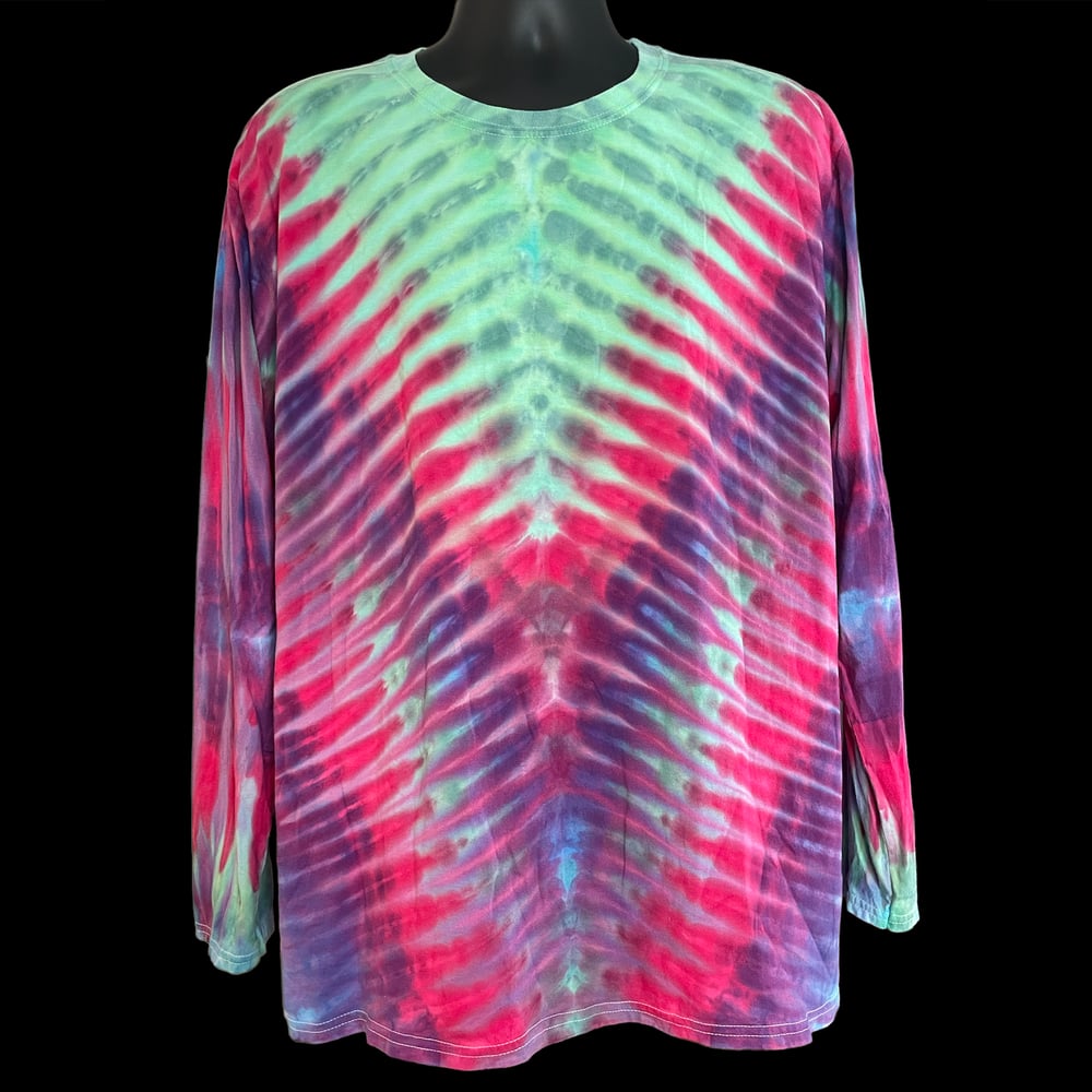 TROPICAL DRIPPY V TIE DYE LONG SLEEVE TEE SIZE XL