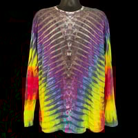 Image 1 of BLACK RAINBOW DRIPPY V TIE DYE LONG SLEEVE TEE SIZE 2XL