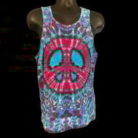 Image 1 of PINK PEACE SIGN TIE DYE TANK TOP MEN'S SIZE MEDIUM