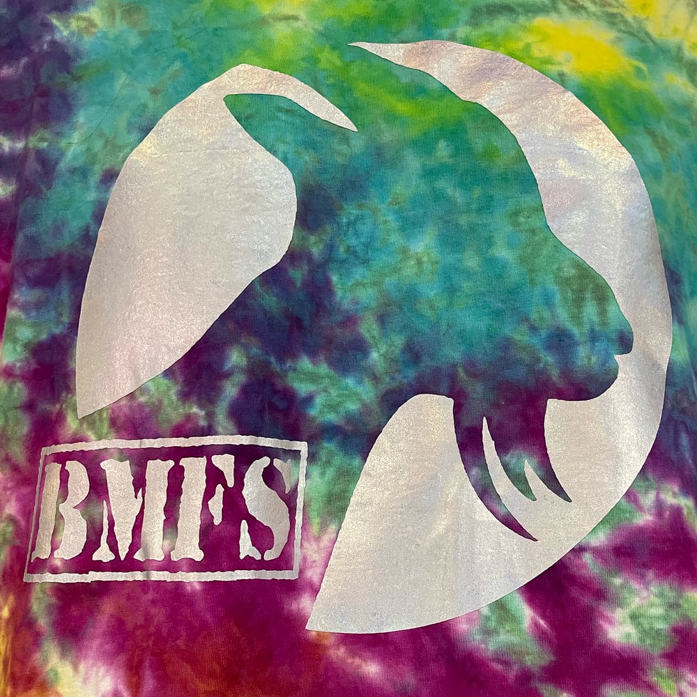 RAINBOW CRUSH HOLOGRAPHIC BMFS TIE DYE LONG SLEEVE TEE SIZE LARGE