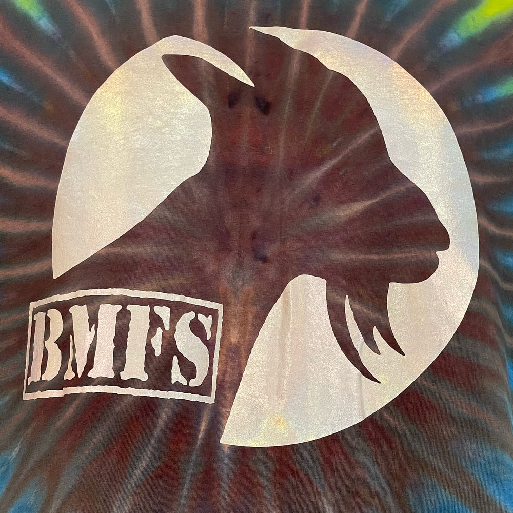 BLACK RAINBOW SUNBURST HOLOGRAPHIC BMFS TIE DYE LONG SLEEVE TEE SIZE 2XL