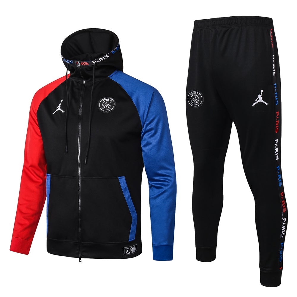 PSG Jordan Hoodie Tracksuit (Black/Red/Blue) | Certi Kits