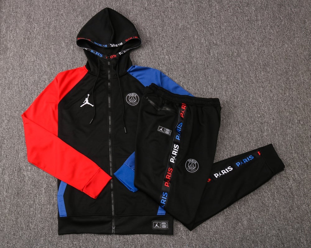 PSG x Jordan Hoodie Tracksuit (Black/Red/Blue) | Certi Kits