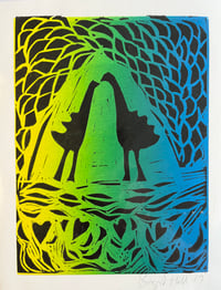 Colourful kissing birds (unframed)