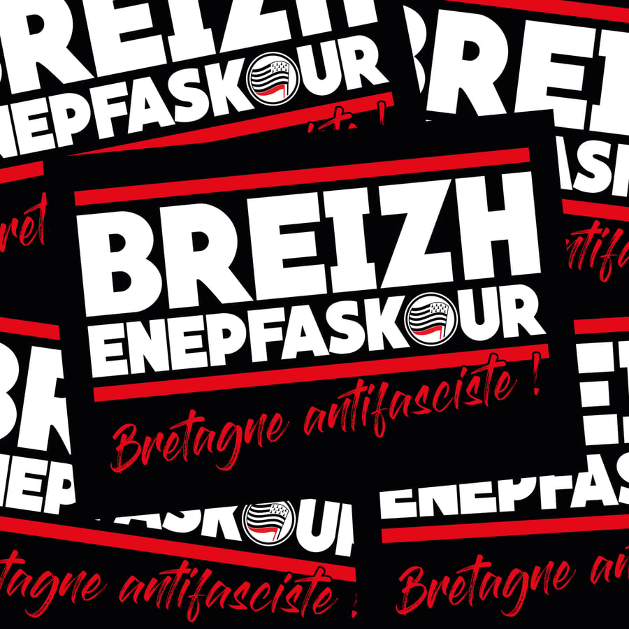 Image of !!! PRÉ-VENTE !!! Nouveaux autocollants "Breizh Enepfaskour / Bretagne Antifasciste"