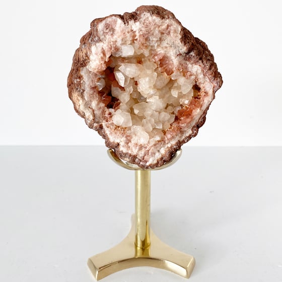 Image of Pink Amethyst/Calcite no.56 + Brass Post Stand